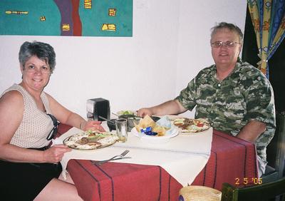Patricia and Stephen eating at El Biche Probe Restaurante